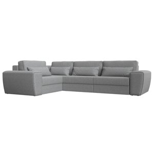 Угловой диван «Лига 008 Long», механизм еврокнижка, левый угол, рогожка, цвет серый