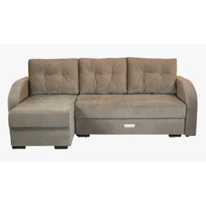 Угловой диван «Милан», еврокнижка, блок независимых пружин, левый угол, велюр, бежевый