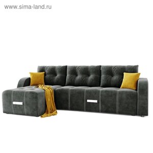 Угловой диван «Нью-Йорк 3», угол левый, пантограф, велюр, цвет селфи 07, подушки селфи 08