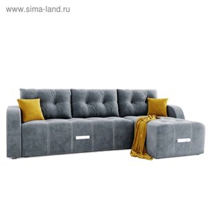 Угловой диван «Нью-Йорк 3», угол правый, пантограф, велюр, цвет селфи 15, подушки селфи 08