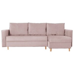 Угловой диван «Ванкувер», механизм еврокнижка, угол универсальный, велюр, цвет бежевый