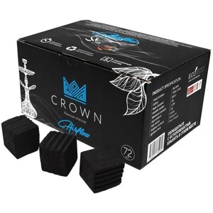 Уголь для кальяна кокосовый CROWN, Краун AirFlow, 72 кубика, кубик 2.5 х 2.5 см