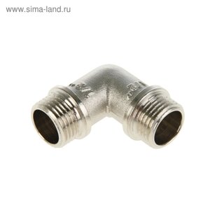 Угольник Valtec, 1/2", наружная/наружная резьба, никелированная латунь