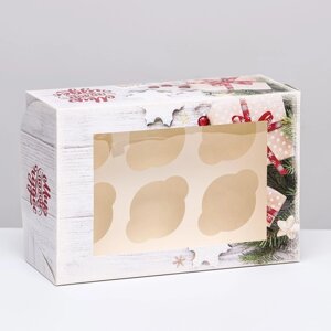 Упаковка на 6 капкейков с окном "Подарок для тебя", 25 х 17 х 10 см