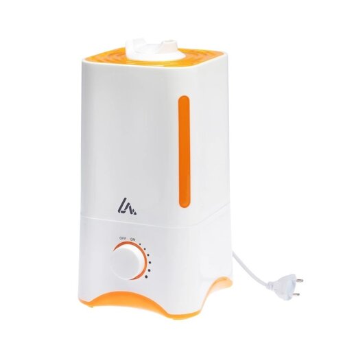 Увлажнитель воздуха Luazon LHU-05, ультразвуковой, 25 Вт, 3 л, 30 м2, бело-оранжевый