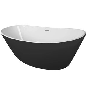 Ванна акриловая Azario EASTON 180x82x60 см, свободностоящая, сифон, рама, белая с черными стенами