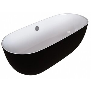 Ванна акриловая GROSSMAN GR-2501 M Black, отдельно стоящая, 80х170 см, сифон, черный/белый