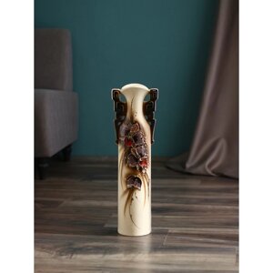 Ваза керамическая "Сакура", напольная, белая, цветы микс, 53 см