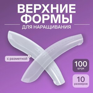 Верхние формы для наращивания в контейнере, 100 шт, мягкий квадрат, цвет прозрачный