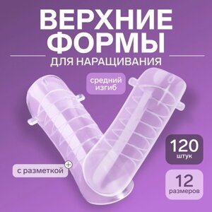 Верхние формы для наращивания в контейнере, D-изгиб, 120 шт, прозрачные