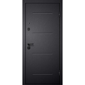 Входная дверь «М4», 8602050 мм, левая, зеркало, цвет чёрный шёлк / белый ясень