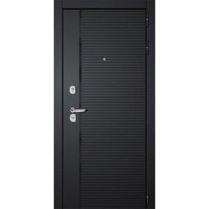 Входная дверь «Румо», 870 2050 мм, левая, цвет белый софт / муар чёрный