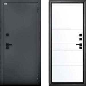 Входная дверь «Сибирь 3К Термо Букле Марвин», 8702050 мм, левая, графит / эмалит арктик