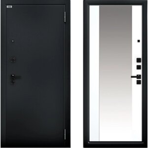 Входная дверь «Ультра Вояж Букле», 8702060 мм, левая, зеркало, чёрный / эмалит арктик