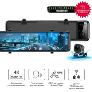 Видеорегистратор TrendVisionMR-4K Ultra HD, 2 камеры, угол обзора 140°IPS дисплей 11", GPS 78249