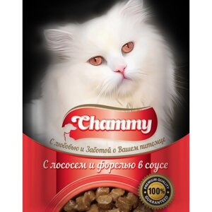 Влажный корм Chammy для кошек, лосось/форель в соусе, пауч, 85 г