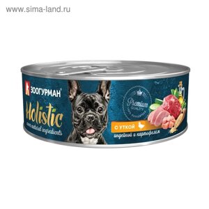 Влажный корм Holistic для собак, утка/индейка/картофель, ж/б, 100 г
