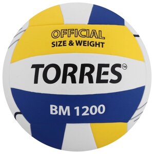 Волейбольный мяч TORRES BM1200, V42335, клееный, 18 панелей, р. 5, microfiber PU