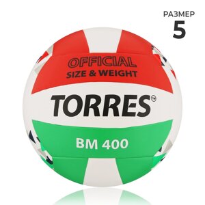 Волейбольный мяч TORRES BM400, V32015, клееный, 18 панелей, р. 5, TPU