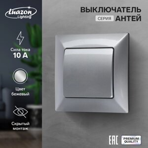 Выключатель Luazon Lighting "Антей", 10 А, 1 клавиша, скрытый, серебристый