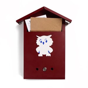 Ящик почтовый с замком, вертикальный, «Домик», вишнёвый