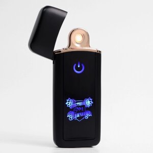 Зажигалка электронная "Настоящий №1 Мужчина", USB, спираль, 3 х 7.3 см, черная