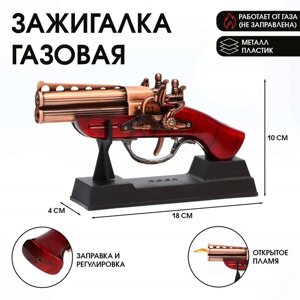 Зажигалка настольная, газовая "Мушкет", пьезо, 10 х 18 х 4 см