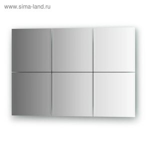 Зеркальная плитка с фацетом 10 мм, комплект 6 шт квадрат 20 х 20 см, серебро Evoform
