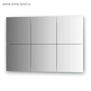Зеркальная плитка с фацетом 10 мм, комплект 6 шт квадрат 25 х 25 см, серебро Evoform