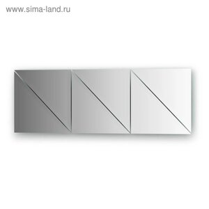 Зеркальная плитка с фацетом 15 мм, комплект 6 шт треугольник 25 х 25 см, серебро Evoform