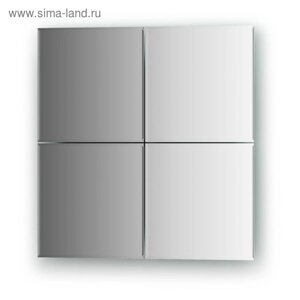 Зеркальная плитка с фацетом 5 мм, комплект 4 шт квадрат 20 х 20 см, серебро Evoform