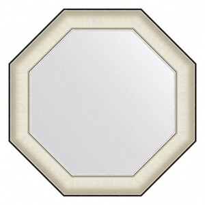 Зеркало Evoform в багетной раме, 78 мм, 64х64 см, цвет белая кожа с хромом