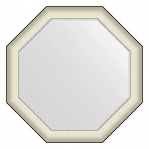Зеркало Evoform в багетной раме, 78 мм, 74х74 см, цвет белая кожа с хромом