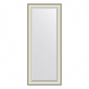 Зеркало Evoform в багетной раме, с фацетом, 78 мм, 64х154 см, цвет белая кожа с хромом