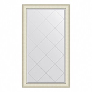 Зеркало Evoform в багетной раме, с гравировкой, 78 мм, 74х129 см, цвет белая кожа с хромом