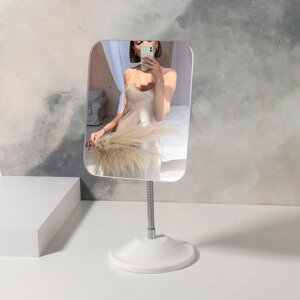 Зеркало настольное, на гибкой ножке, зеркальная поверхность 13,5 16,5 см, цвет белый
