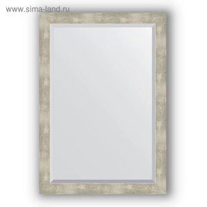 Зеркало с фацетом в багетной раме - алюминий 61 мм, 71 х 101 см, Evoform