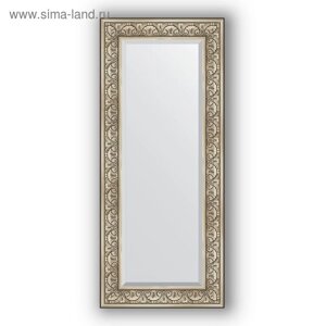 Зеркало с фацетом в багетной раме - барокко серебро 106 мм, 60 х 140 см, Evoform