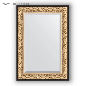 Зеркало с фацетом в багетной раме - барокко золото 106 мм, 70 х 100 см, Evoform
