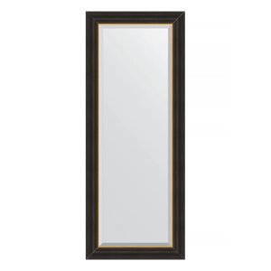 Зеркало с фацетом в багетной раме, черное дерево с золотом 71 мм, 54x134 см
