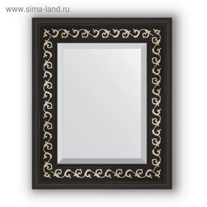 Зеркало с фацетом в багетной раме - чёрный ардеко 81 мм, 45 х 55 см, Evoform