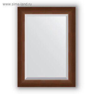 Зеркало с фацетом в багетной раме - орех 65 мм, 52 х 72 см, Evoform