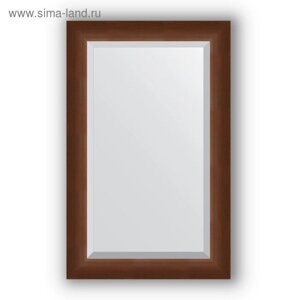 Зеркало с фацетом в багетной раме - орех 65 мм, 52 х 82 см, Evoform