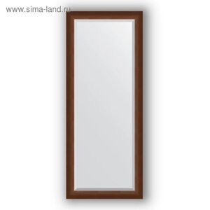 Зеркало с фацетом в багетной раме - орех 65 мм, 62 х 152 см, Evoform