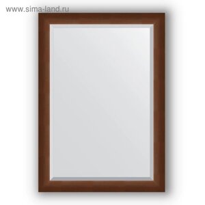 Зеркало с фацетом в багетной раме - орех 65 мм, 72 х 102 см, Evoform