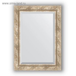 Зеркало с фацетом в багетной раме - прованс с плетением 70 мм, 53 х 73 см, Evoform