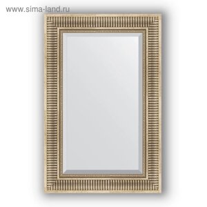 Зеркало с фацетом в багетной раме - серебряный акведук 93 мм, 57 х 87 см, Evoform