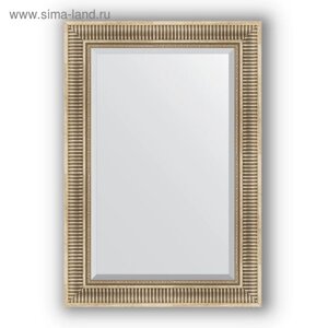 Зеркало с фацетом в багетной раме - серебряный акведук 93 мм, 67 х 97 см, Evoform