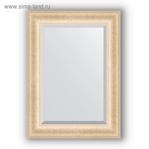 Зеркало с фацетом в багетной раме - старый гипс 82 мм, 55 х 75 см, Evoform
