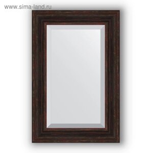 Зеркало с фацетом в багетной раме - тёмный прованс 99 мм, 59 х 89 см, Evoform